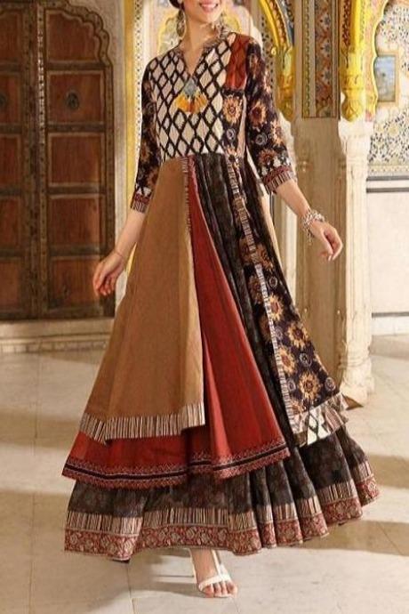 Multi Color Pure Cotton Silk Printed Hand Work Latest Designer Salwar Kurti