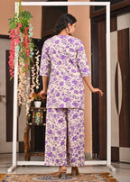 Violet Bloom Cotton Co-ord Set