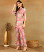 Pure Muslin Foil Print Co-ord Set Fabric-Muslin