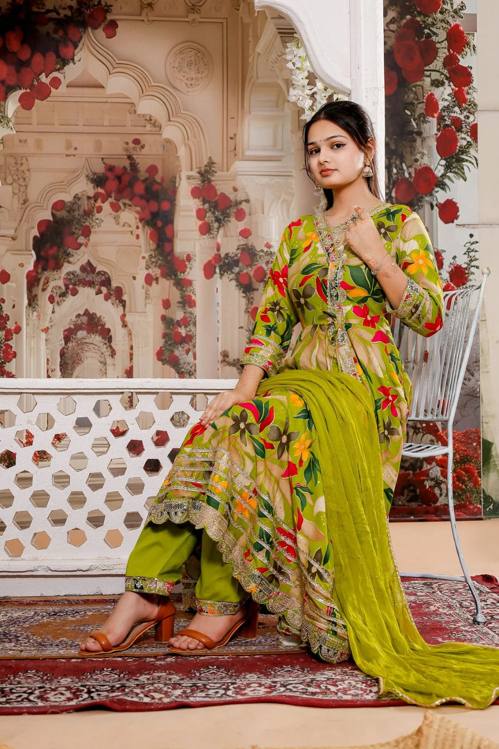 Aurora Spring Green Reverie Rayon Anarkali Suit