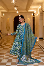 Teal Garden Pure Viscose Anarkali Suit