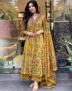 Sunflower Drape Cotton Anarkali Suit