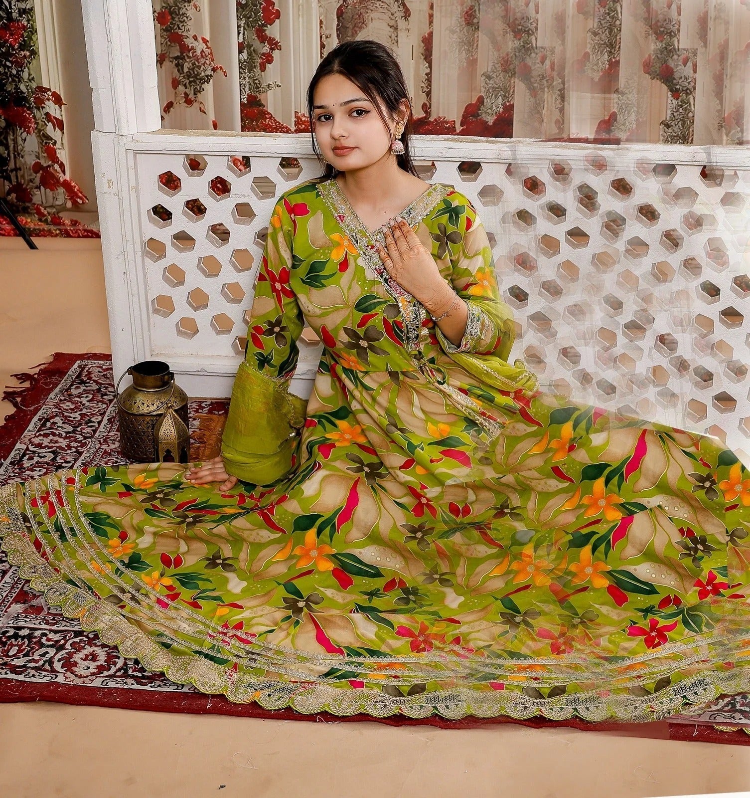 Aurora Spring Green Reverie Rayon Anarkali Suit