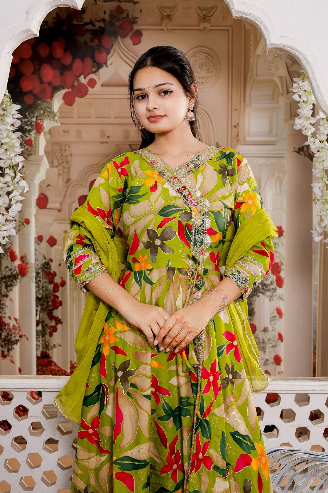 Aurora Spring Green Reverie Rayon Anarkali Suit