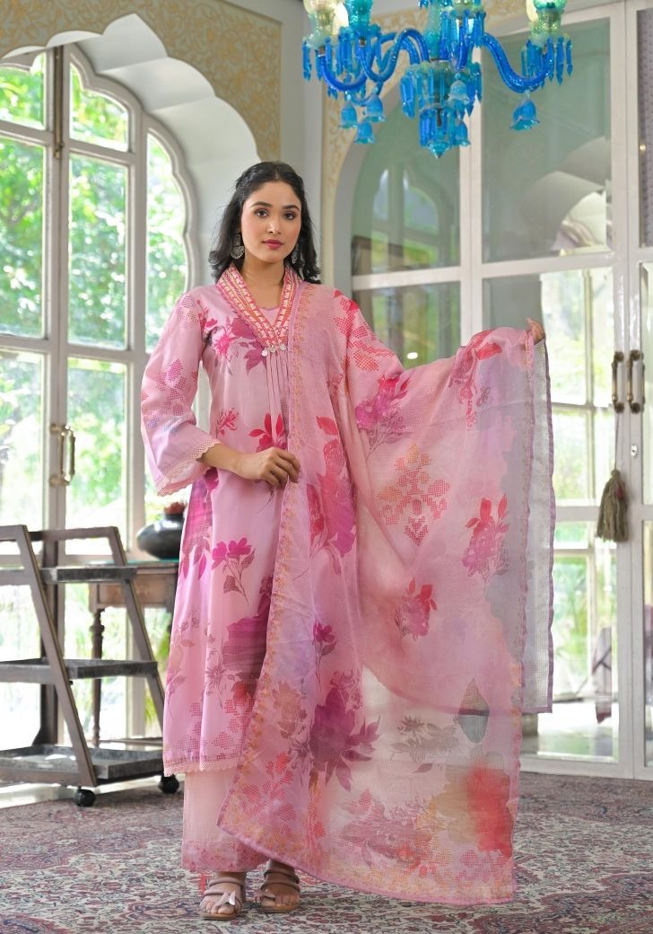 Noor Pink Cotton Anarkali