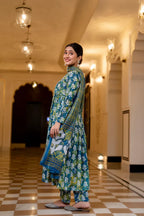Teal Garden Pure Viscose Anarkali Suit