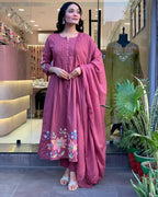 Maisha Rosewood Bloom Pure Cotton Kurta Set