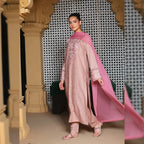 Self Pink Embroidered Suit Set