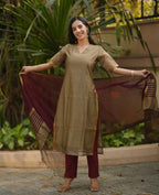 Elegance Woven Maheshwari Silk Suit Set
