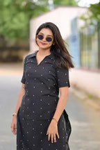Stuty Handloom Cotton Coord Set In Black
