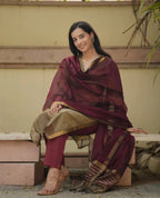Elegance Woven Maheshwari Silk Suit Set
