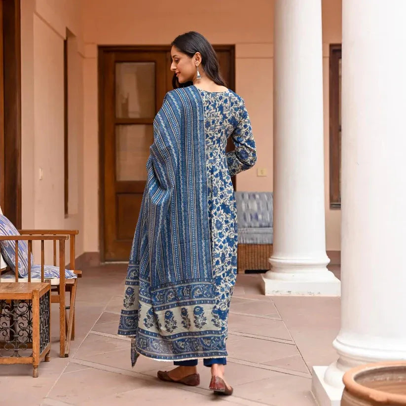 Heritage Floral Pure Viscose Anarkali Set