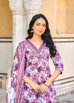 Classique Straight Suit Set with Mulmul Dupatta