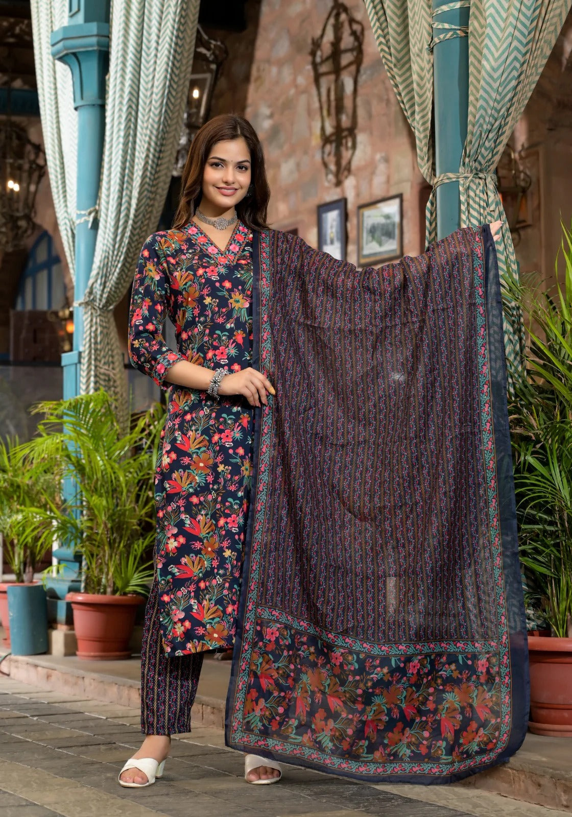Gulmohar Dusk Pure Viscose Suit Set