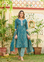 Green Ruhani Cotton Straight Suit