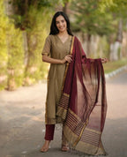 Elegance Woven Maheshwari Silk Suit Set