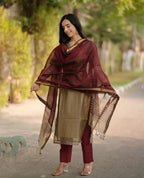 Elegance Woven Maheshwari Silk Suit Set