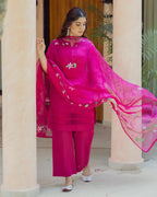 Chroma Charm Purple Handpainted Cotton Suit Set
