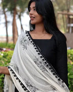 Soft Cotton Kota Doria Suit With Lining And Embroidered Dupatta