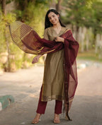 Elegance Woven Maheshwari Silk Suit Set