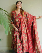 This Kalamkari Print Pure Cotton Anarkali