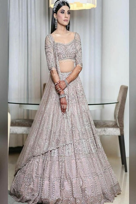 Blush Pink Heavy Embroidered Bridal Lehenga Choli