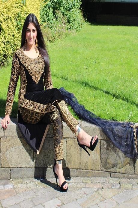 Actress Designer Heavy Embroidery Work Black Color Suits For Girls